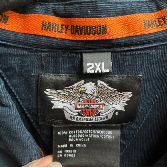 Harley Davidson corduroy button up shirt Sz 2XL - Picture 6 of 9